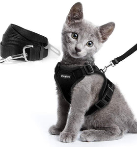 Escape Proof Cat Vest Harness And Car Seat Belt Adapter Adjustable Reflective Cat Harness Soft Mesh Harness For Kitten Puppy