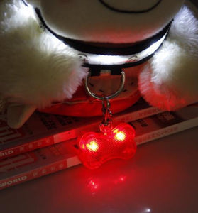 New  LED Dog Bone Shape ID Tag Pet Safety Collar Pendant