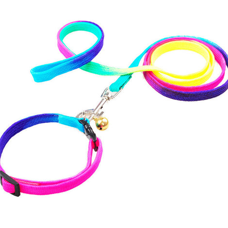 Round rainbow color cat leash dog chain