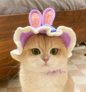 Pet Hood Cat Dog Knitted Hat Prop Headdress