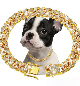 Pet Diamond Collar Cuban Link Chain Small Medium Large Dogs And Cats Necklace