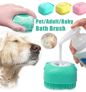 Silicone Dog Bath Massage Gloves Brush Pet Cat Bathroom Cleaning Tool Comb Brush For Dog Can Pour Shampoo Dog Grooming Supplies