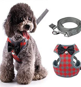 Plaid Vest-style Pet Chest Harness Small Dog Dress Leash