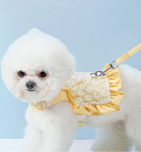 Spring Pet Outgoing Little Daisy Embroidery Traction Strap Chest Strap