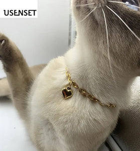 Stainless Steel Pet Cat Dog Love Heart Pendant Necklace