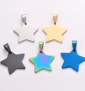 Stainless Steel Five-pointed Star Tag, Titanium Steel Pendant Necklace