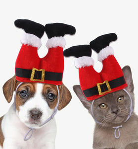 Dog Cat Christmas Costume Christmas Hat For Pet Outfit For Small Dogs Cute Fleece Hat Party Event Apparel Funny Clothes Accessory